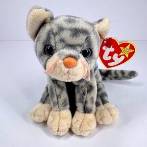 Ty Beanie Baby‎ Silver the Cat 1999 P.E. Pellets Gray Tabby w Tags